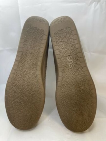 SAS Hand Sewn USA Mocha Tan Beige Leather slip-on Wedge Shoe Women 9.5 Comfy - Picture 8 of 8
